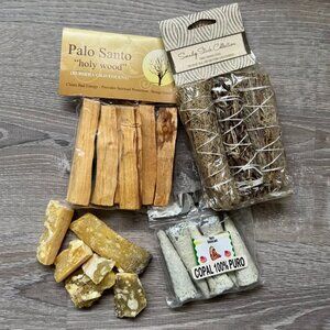 Set of Paulo Santo | Smudge Sticks Blue Sage & Yerba Santa | Copal Resin & Cones
